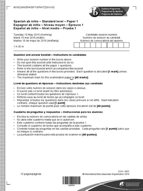 Read Ib Spanish Paper 1 Answers 2012 
