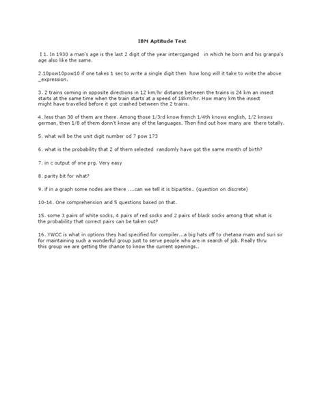 Ibm Aptitude Test Sample