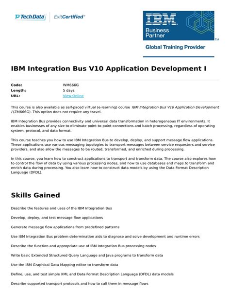 Ibm Integration Bus V10 Application Development I