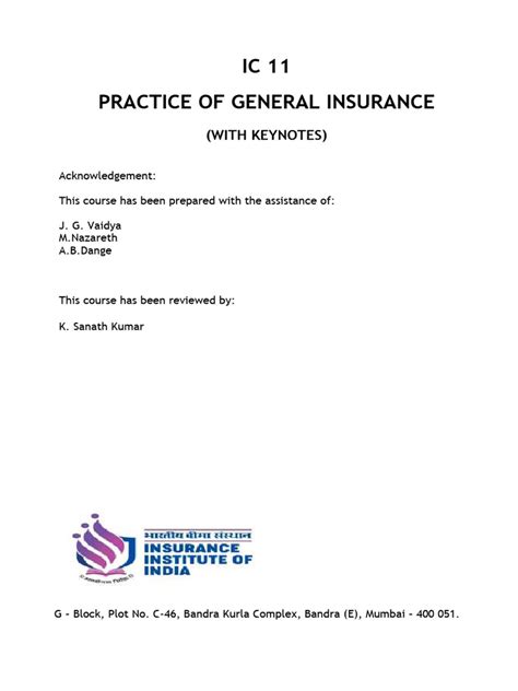 Ic 11 Practice Of General Insurance