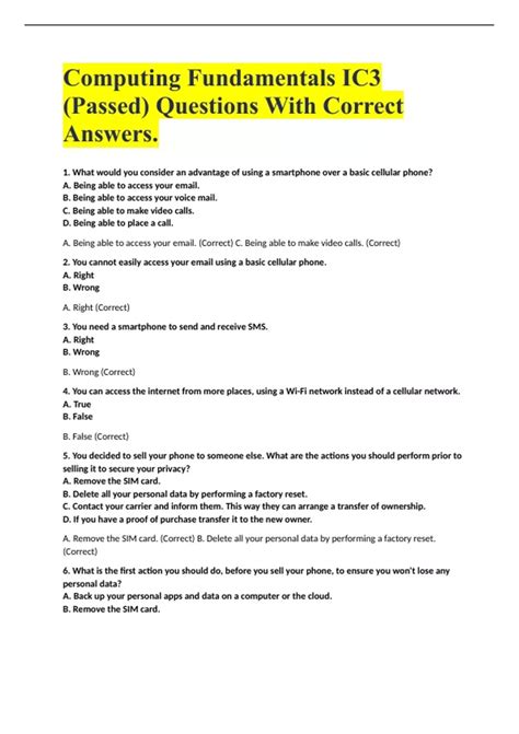 ic3 computing fundamentals answers