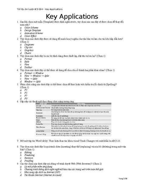 Ic3 Gs4 Study Guide Key Applications