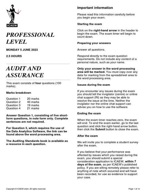 Full Download Icaew Past Papers Of Audit And Assurance File Type Pdf 