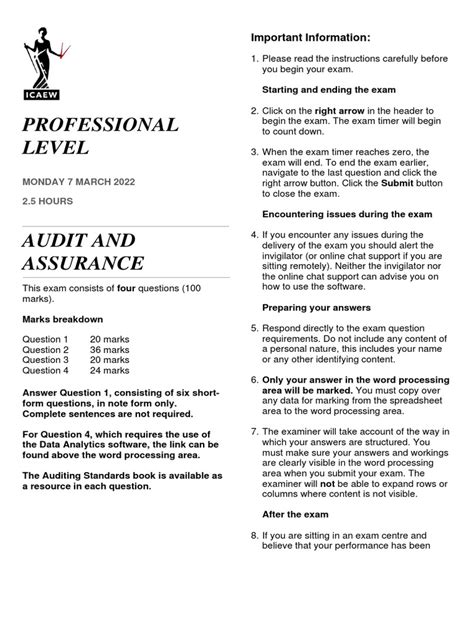 Full Download Icaew Past Papers Of Audit And Assurance File Type Pdf 