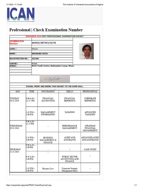 ican examination docket 2014