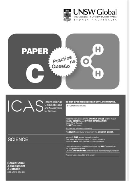 icas science c practice questions