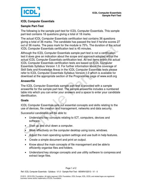 Download Icdl Guides Test Samples 