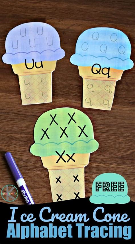 Ice Cream Cone Alphabet Tracing Kindergarten Worksheets And Ice Cream Cutting Worksheet Kindergarten - Ice Cream Cutting Worksheet Kindergarten