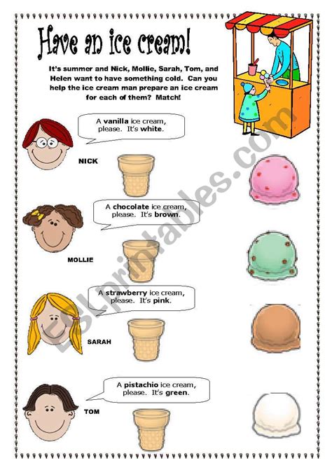 Ice Cream Esl Worksheet By Schulzi Ice Cream Worksheet - Ice Cream Worksheet