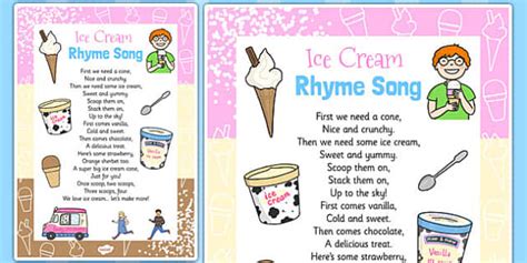 Ice Cream Theme Ice Cream Rhyming Words - Ice Cream Rhyming Words