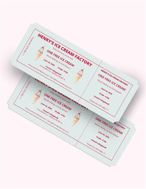 Ice Cream Ticket Template