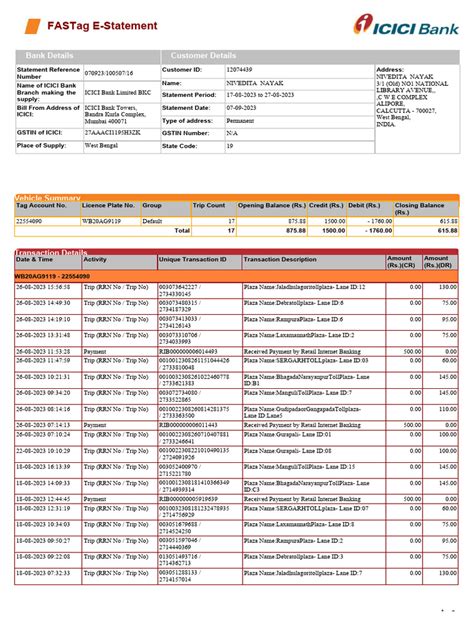 Icici Fastag Statement