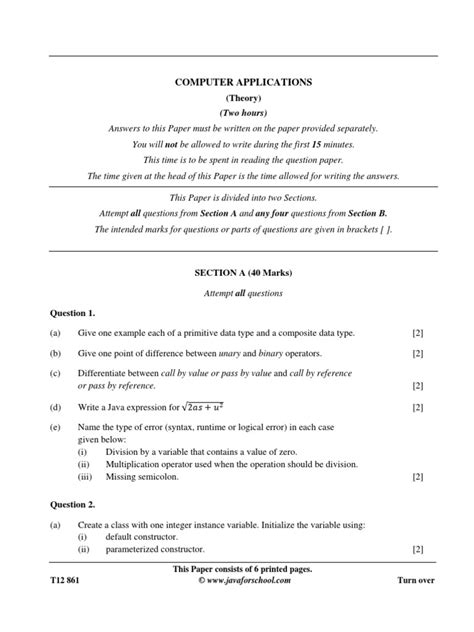 Icse 2012 Computer Application Question Paper