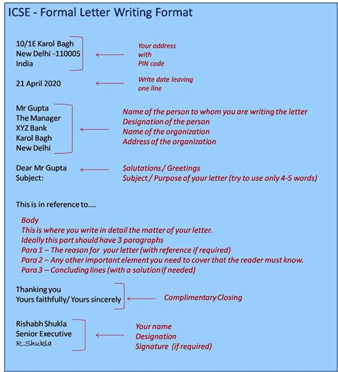 Icse Letter Format