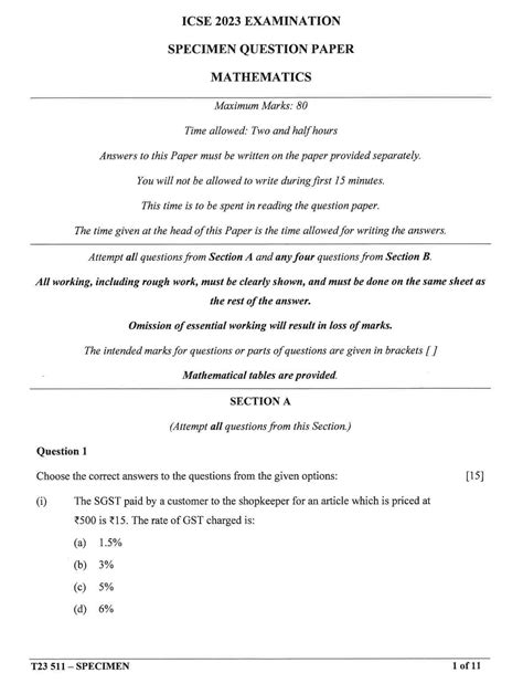 Icse Sample Papers For Class 10 2021 With Answers