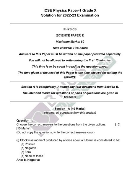 Full Download Icse Class 10 Question Papers 