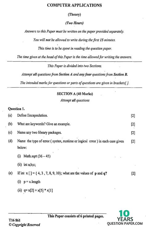 Download Icse Computer Application Model Question Papers 