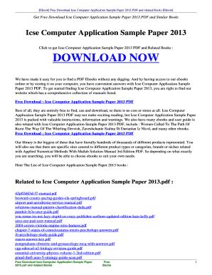 Full Download Icse Sample Papers 2013 Computer Application 