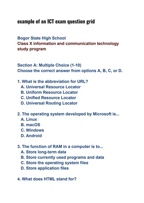 ict exam questions and answers