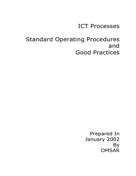 Ict Processes Standard Operating Procedures And Good Practices