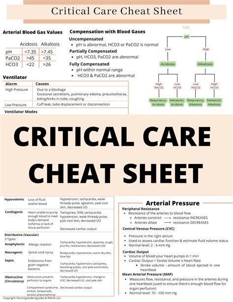 Icu Cheat Sheet Pdf