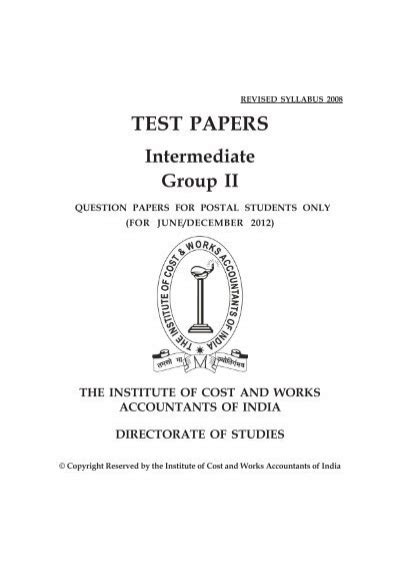Read Online Icwai Revision Test Papers Inter File Type Pdf 