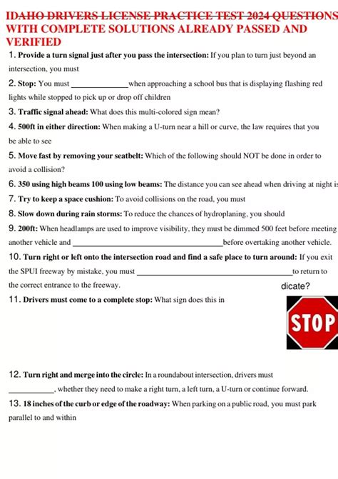 idaho drivers practice test