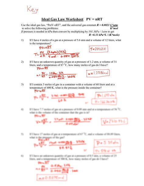 Ideal Gas Law Worksheet Answers With Work 8211 Chemistry Ideal Gas Law Worksheet - Chemistry Ideal Gas Law Worksheet
