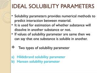 Ideal Solubility Parameters