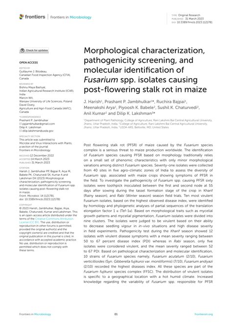 identification and characterization of post harvest fungal