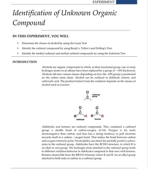 Identification Of Unknown Organic Compounds