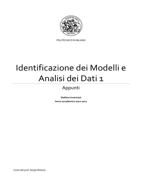 Read Identificazione Dei Modelli E Analisi Dei Dati 1 