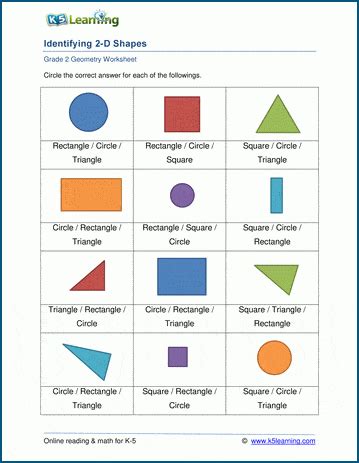 Identify 2d Shapes Worksheets K5 Learning Circle Triangle Rectangle Square - Circle Triangle Rectangle Square