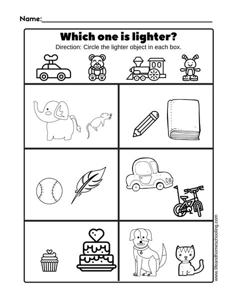 Identify Heavy Or Light Math Worksheets Splashlearn Heavy Light Worksheet - Heavy Light Worksheet