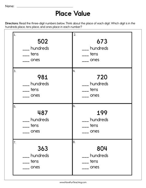 Identify Place Value Worksheet   Place Value Worksheets - Identify Place Value Worksheet