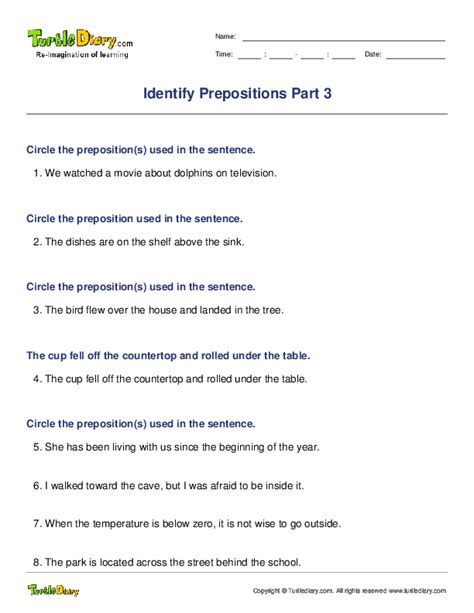 Identify Prepositions Part 3 Turtle Diary Worksheet Identifying Prepositions 5th Grade Worksheet - Identifying Prepositions 5th Grade Worksheet
