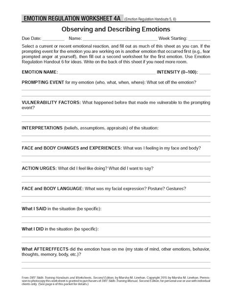 Identifying Amp Describing Emotions Dbt Self Help Identify Emotions Worksheet - Identify Emotions Worksheet