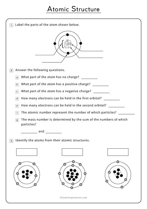 Identifying Atoms Worksheet