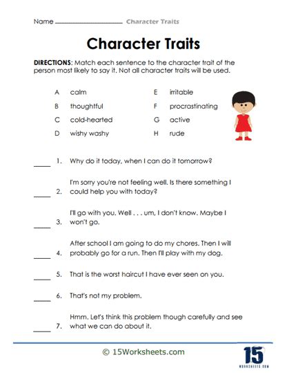 Identifying Character Traits Worksheet   Escozulcuba It Character Traits Worksheet Htm - Identifying Character Traits Worksheet