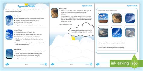 Identifying Clouds Activity Teacher Made Twinkl Types Of Clouds Worksheet Answer Key - Types Of Clouds Worksheet Answer Key