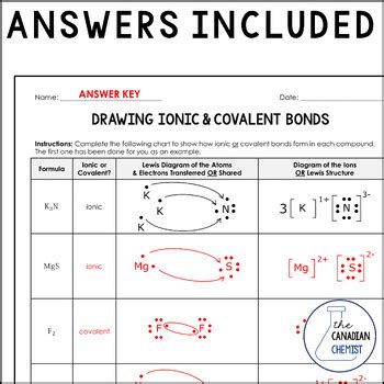 Identifying Ionic Covalent Bonds Answer Sheet