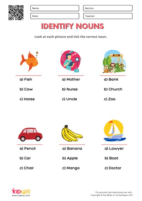 Identifying Nouns 1st Grade Noun Worksheet Identify The Noun Worksheet - Identify The Noun Worksheet