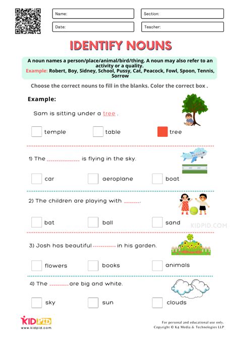 Identifying Nouns Worksheets For Grade 2 Kidpid Grade 2 Nouns Worksheet - Grade 2 Nouns Worksheet