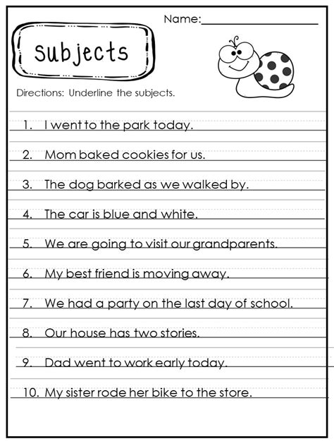 Identifying Subject Predicates And Verbs In A Sentence Subject And Predicate Worksheet 1st Grade - Subject And Predicate Worksheet 1st Grade