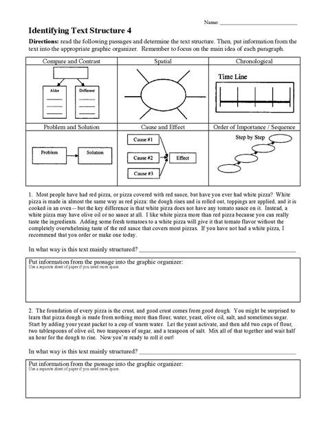 Identifying Text Structure Answer Key