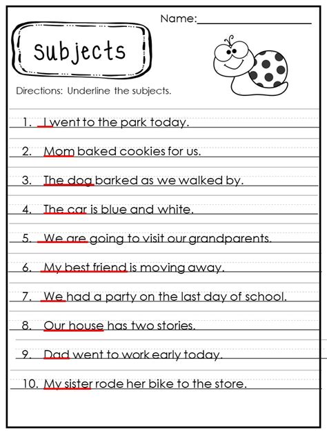 Identifying The Subject In A Sentence Turtle Diary Sentence Subject 2nd Grade Worksheet - Sentence Subject 2nd Grade Worksheet