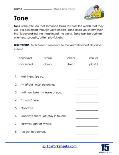 Identifying Tone Worksheet
