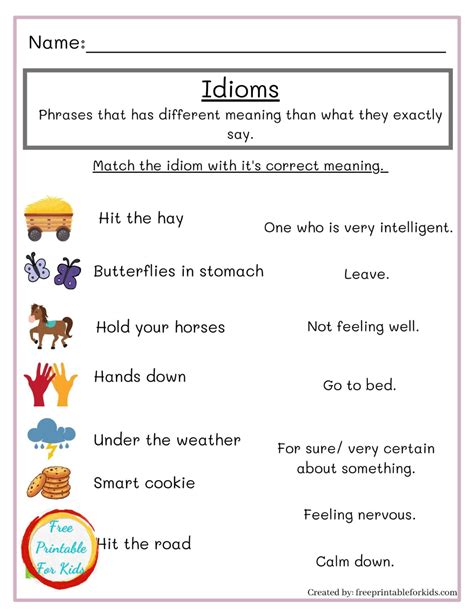 Idiom Worksheet For Third Grade   Idioms Worksheets K5 Learning - Idiom Worksheet For Third Grade