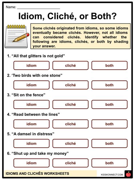 Idioms And Clichés Worksheets Amp Facts Types Examples Idioms Worksheet Grade 2 - Idioms Worksheet Grade 2