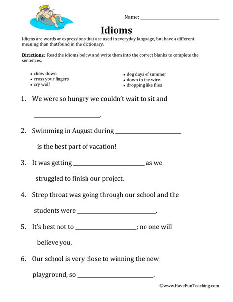 Idioms Worksheets K5 Learning Idiom Worksheet For Third Grade - Idiom Worksheet For Third Grade